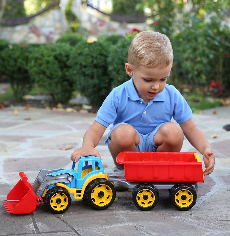 Детская игрушка синий трактор с пр ...