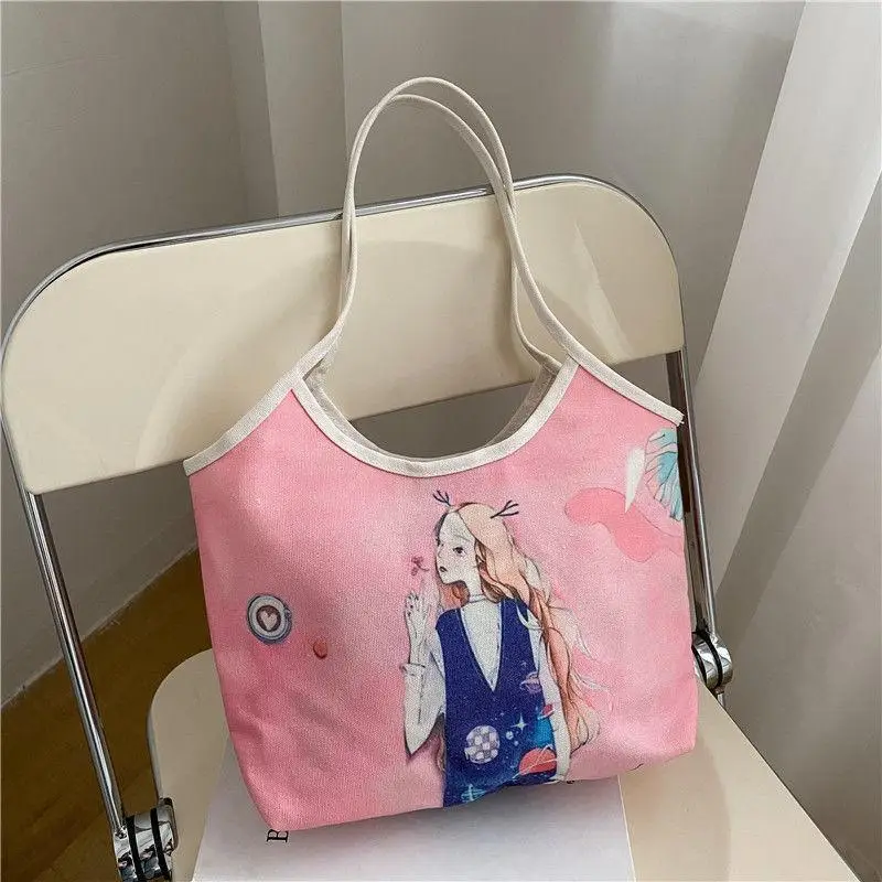 Женская розовая сумка-шоппер, эко-с ...