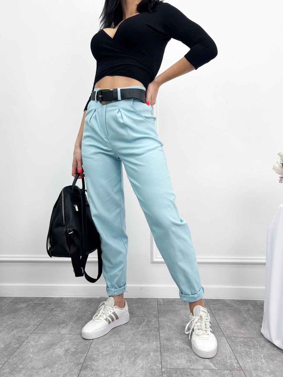 Стильні жіночі штани балони із джинс-бенгаліну 