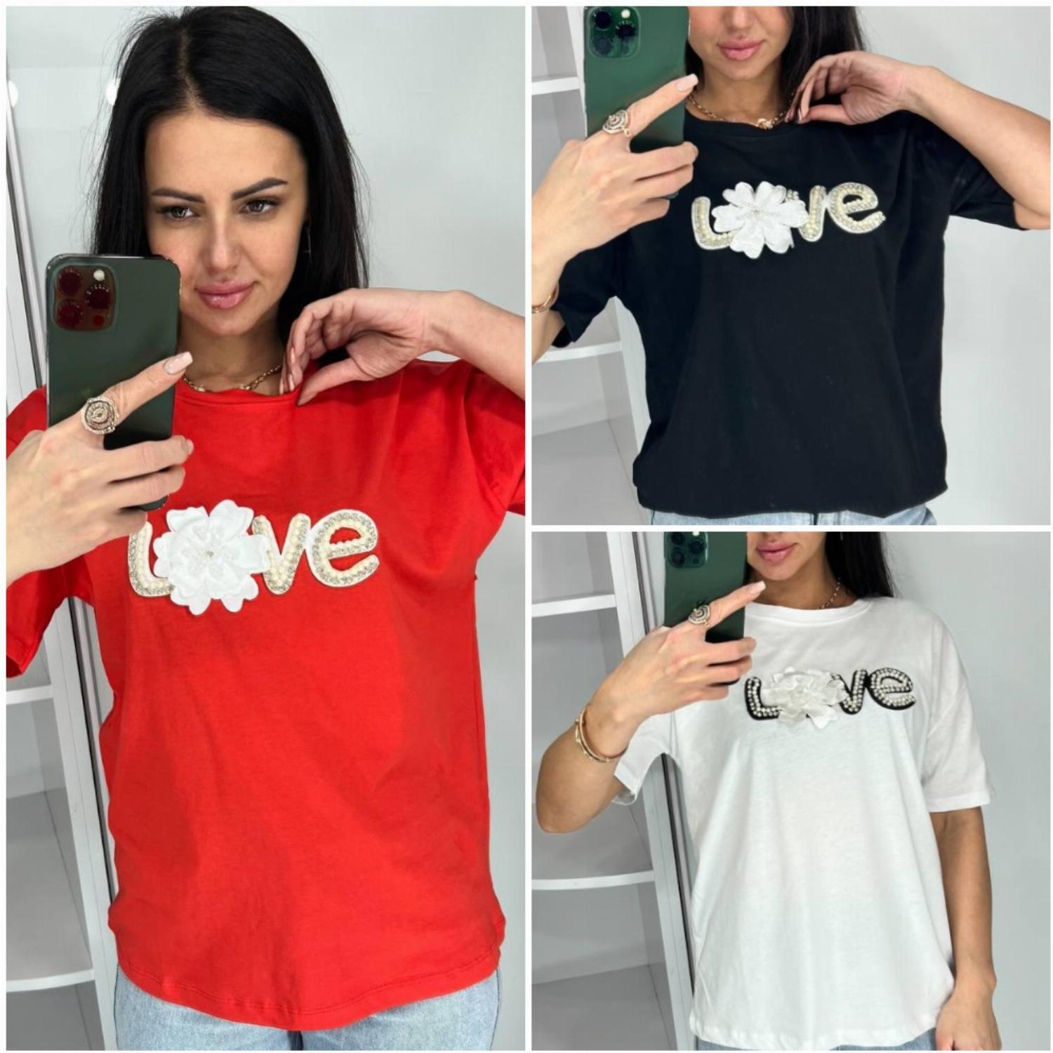 Женская футболка с надписью и стразами Милый дом