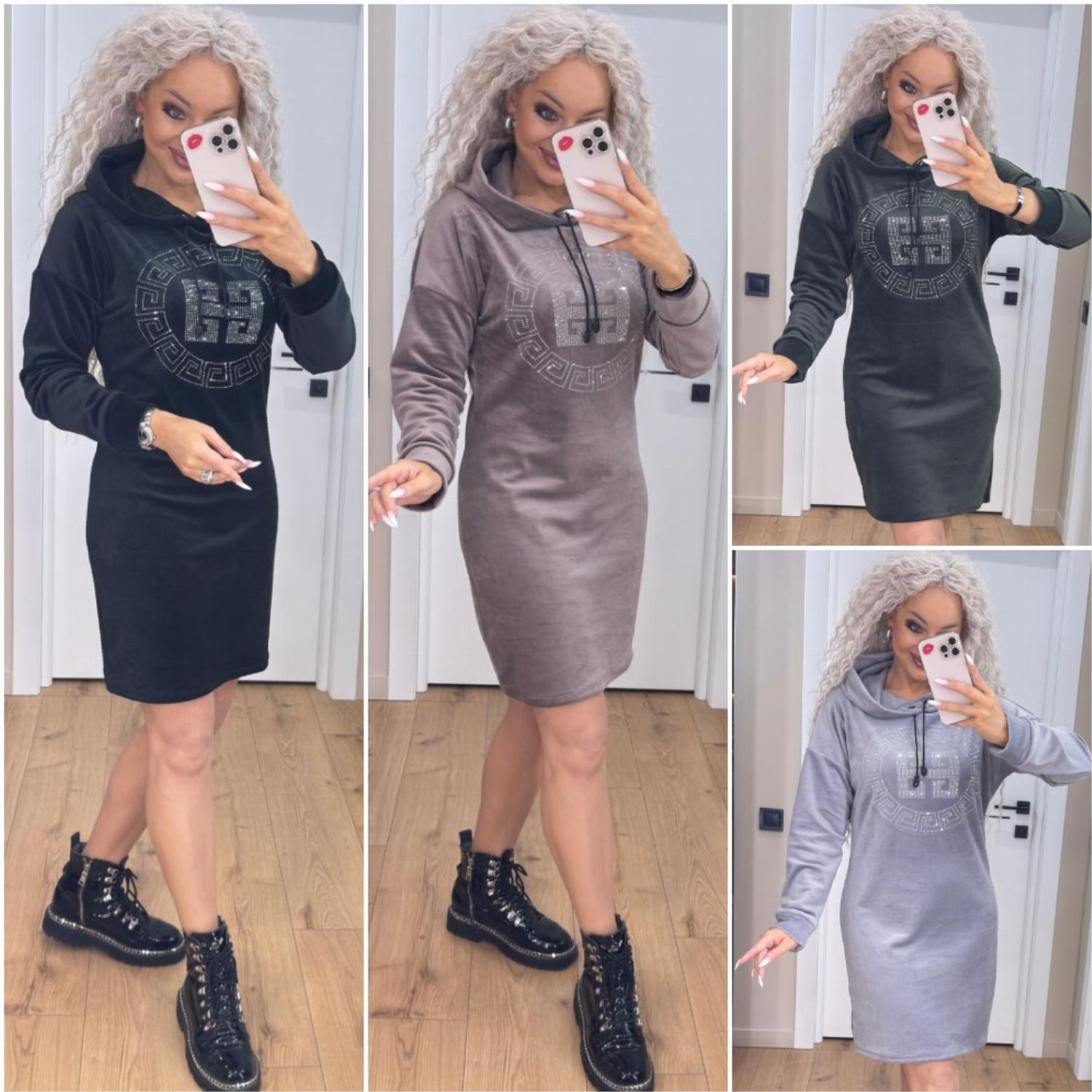 Стильное велюровое теплое платье с  ...