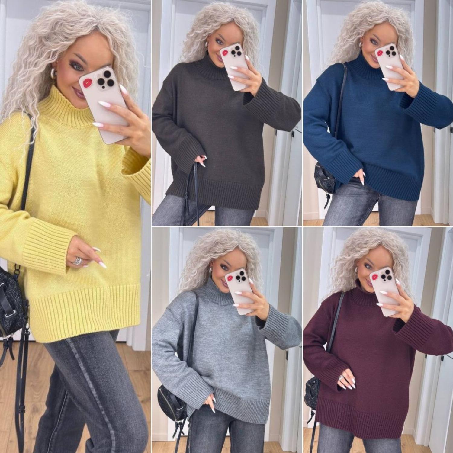 Стильный однотонный женский свитер, ...