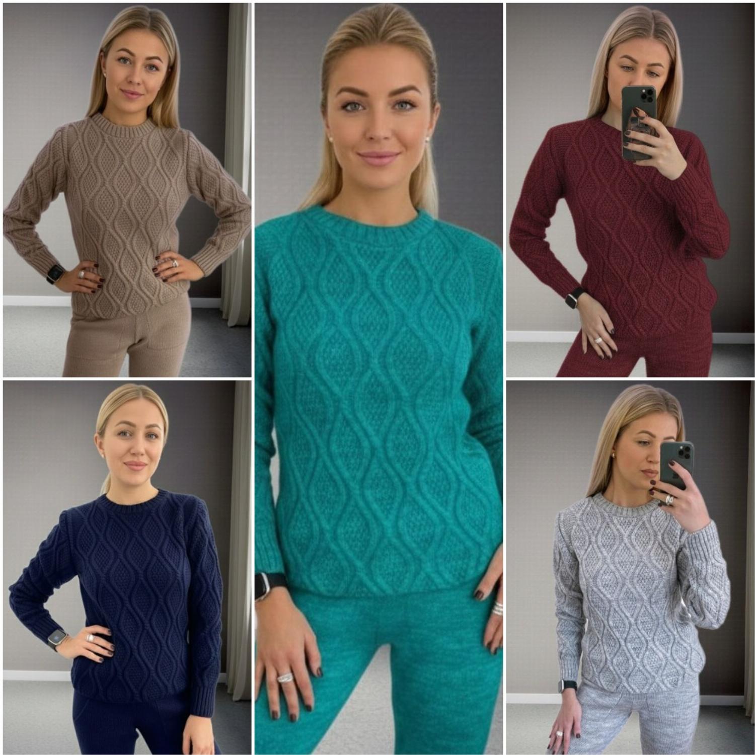 Теплый женский свитер с красивым уз ...