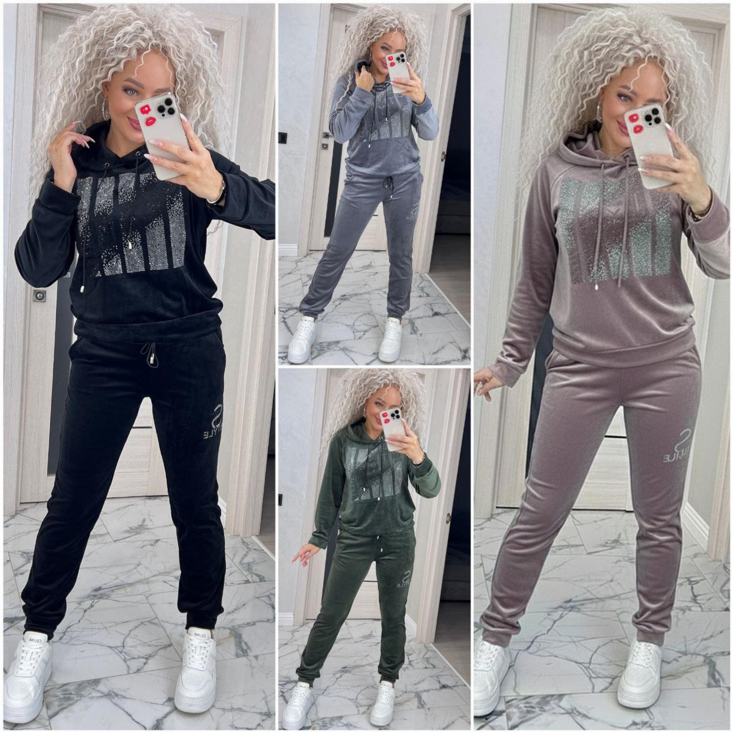 Утепленный женский велюровый спорти ...