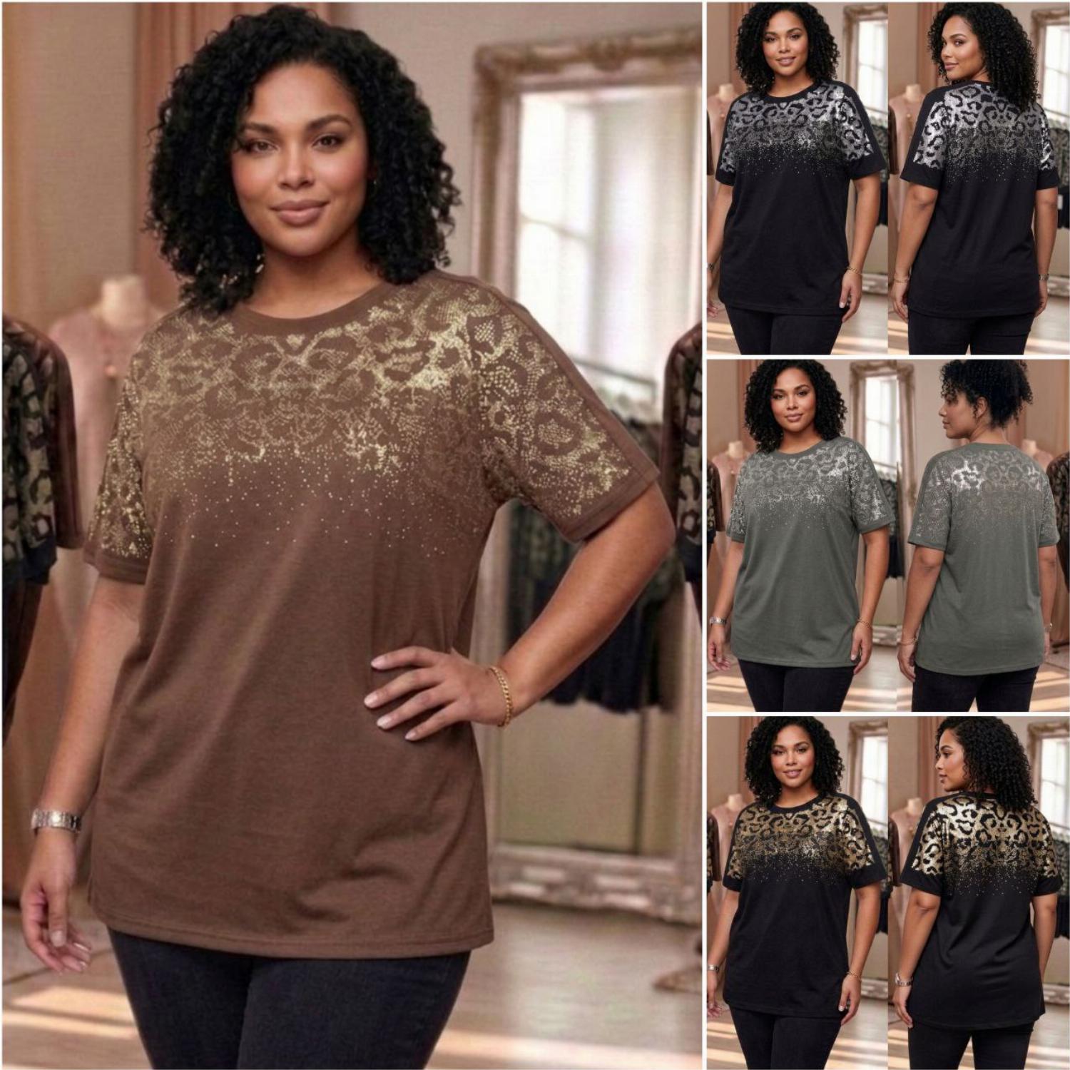 Стильна жіноча футболка зі стразами батал 