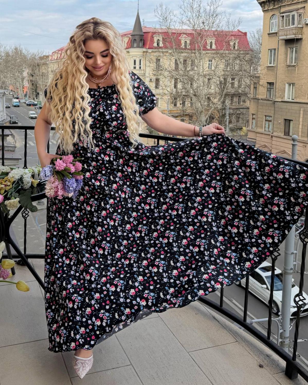 Романтична довга літня сукня-сарафан квітковий при ...