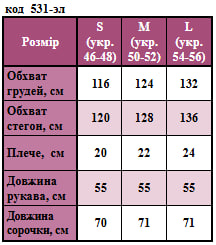 Таблица размеров