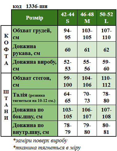Таблица размеров