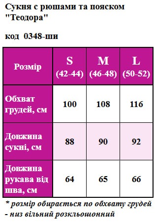 Таблица размеров