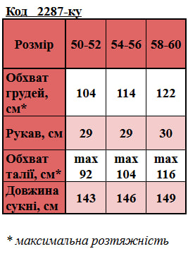Таблица размеров