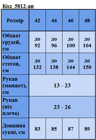 Таблица размеров