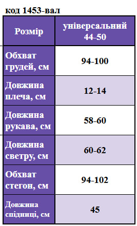 Таблица размеров
