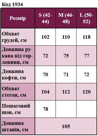 Таблица размеров