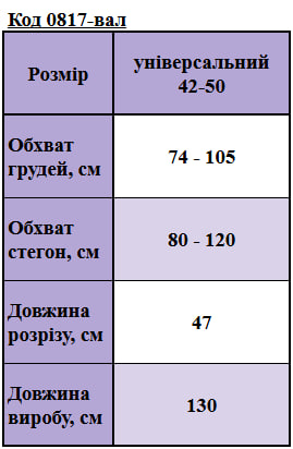 Таблица размеров
