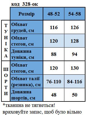 Таблица размеров