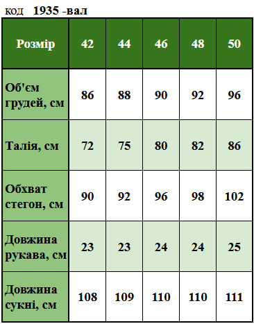 Таблица размеров
