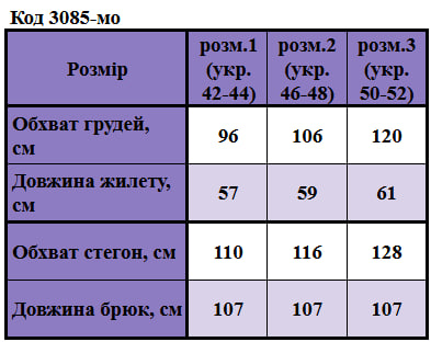 Таблица размеров