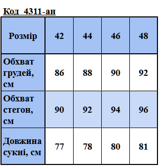 Таблица размеров