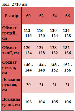 Таблица размеров