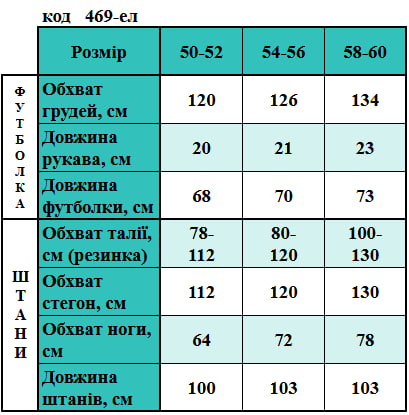 Таблица размеров