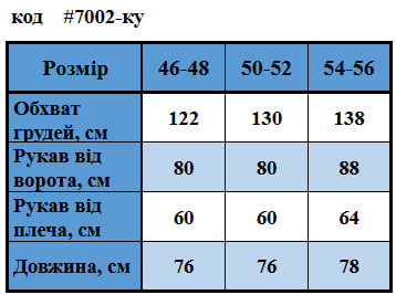 Таблица размеров