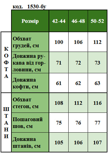 Таблица размеров