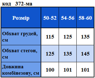 Таблица размеров