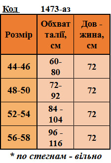 Таблица размеров