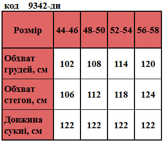 Таблица размеров