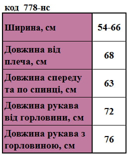 Таблица размеров