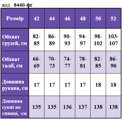 Таблица размеров