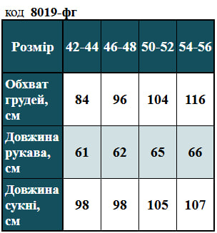 Таблица размеров