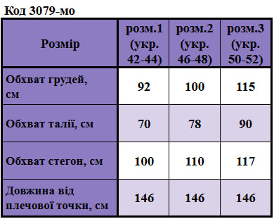 Таблица размеров