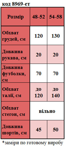 Таблица размеров