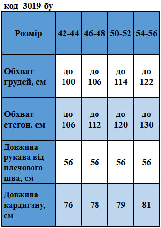 Таблица размеров