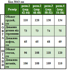 Таблица размеров