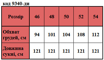 Таблица размеров