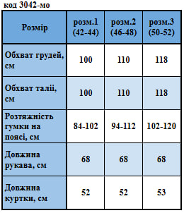 Таблица размеров