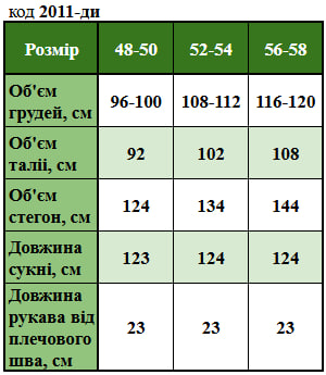 Таблица размеров