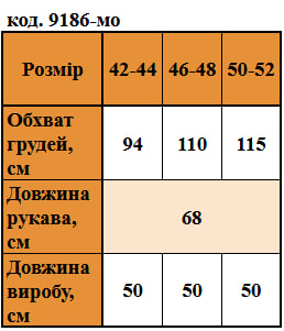 Таблица размеров
