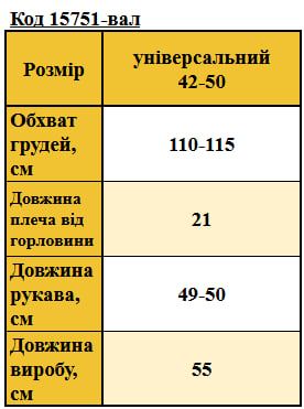 Таблица размеров