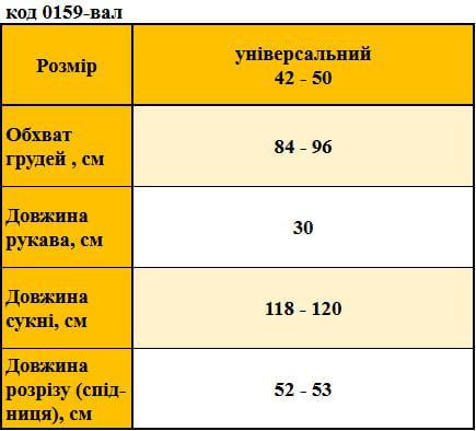 Таблица размеров