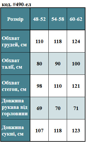 Таблица размеров
