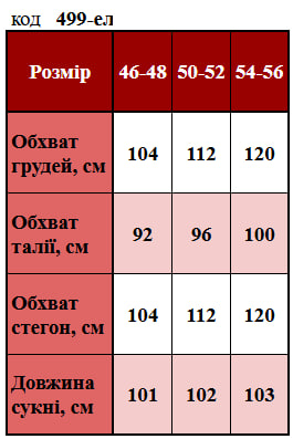 Таблица размеров