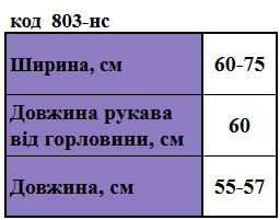 Таблица размеров