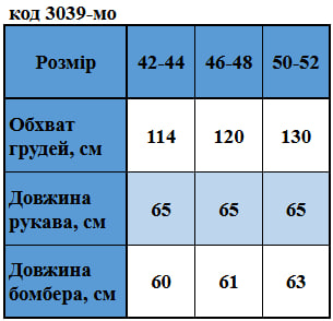 Таблица размеров