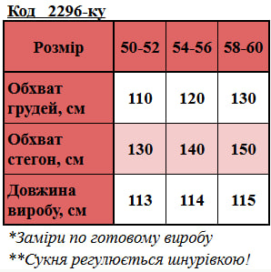 Таблица размеров