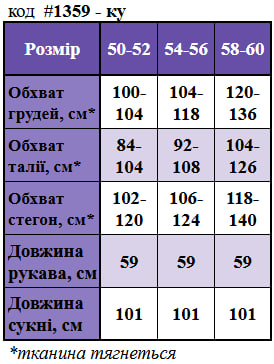 Таблица размеров