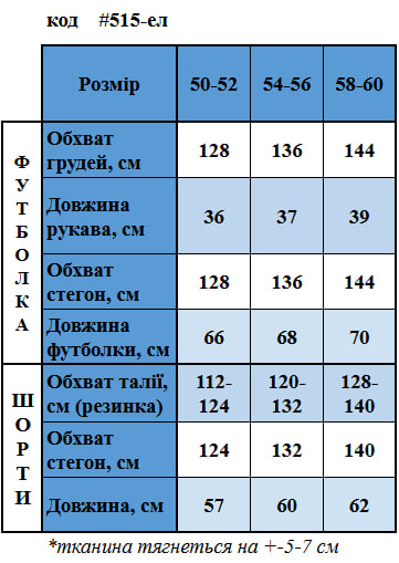 Таблица размеров