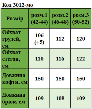 Таблица размеров